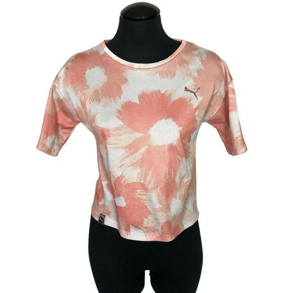 Puma Perforated Floral Active Crop Top - Women’s L - Picture 1 of 8